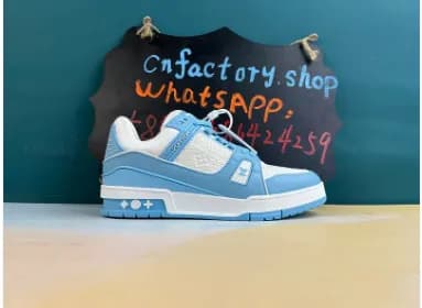 Lv Trainer Low White Sky Blue — Shoes from Weidian
