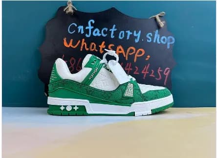 Lv Trainer Green Monogram Denim White — Shoes from Weidian