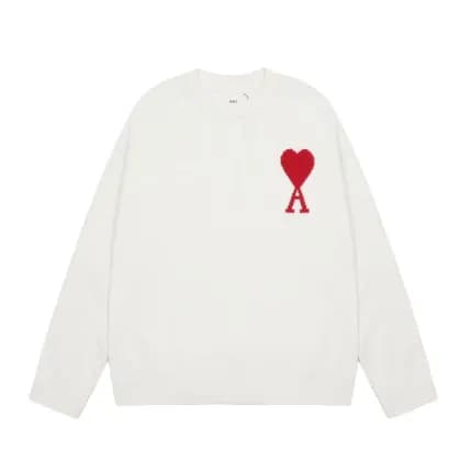 Ami Love 2023ss Classic Jacquard Big Love Round Neck Sweater 15 Colors — Hoodies from Weidian