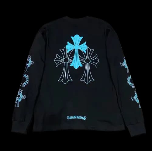 CHROME HEARTS BLUE LOGO LONG SLEEVE TEE — Hoodies from 1688