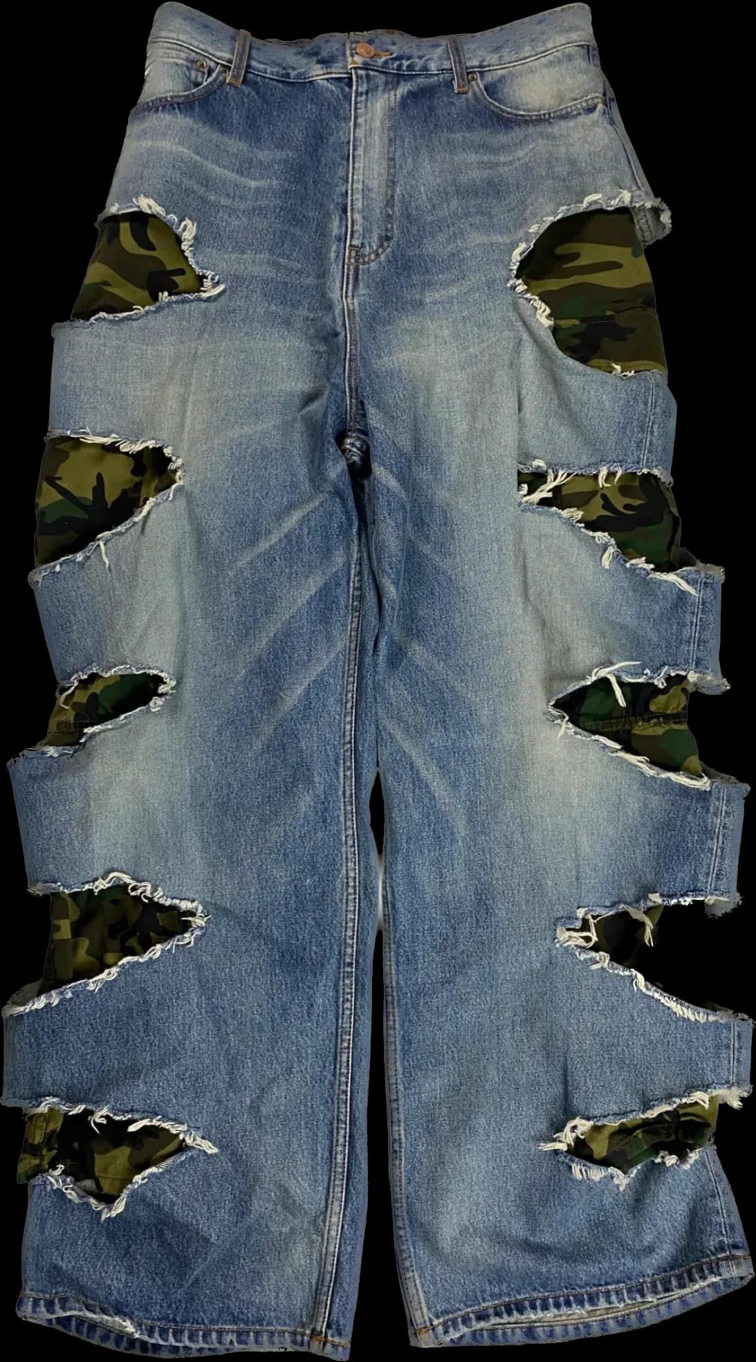 Balenciaga Slashed Camo Denim — Pants from Taobao