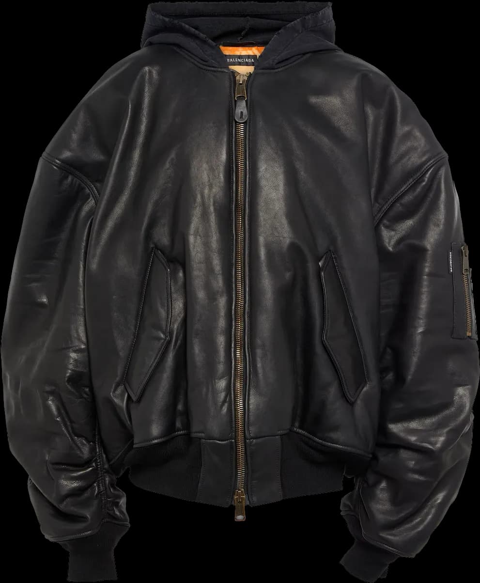Balenciaga Leather Bomber Jacket — Jackets from Taobao