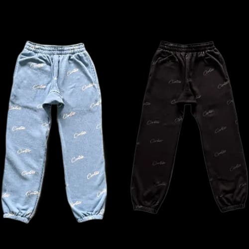 CORTEIZ SWEATPANTS BABY BLUE BLACK — Pants from Weidian