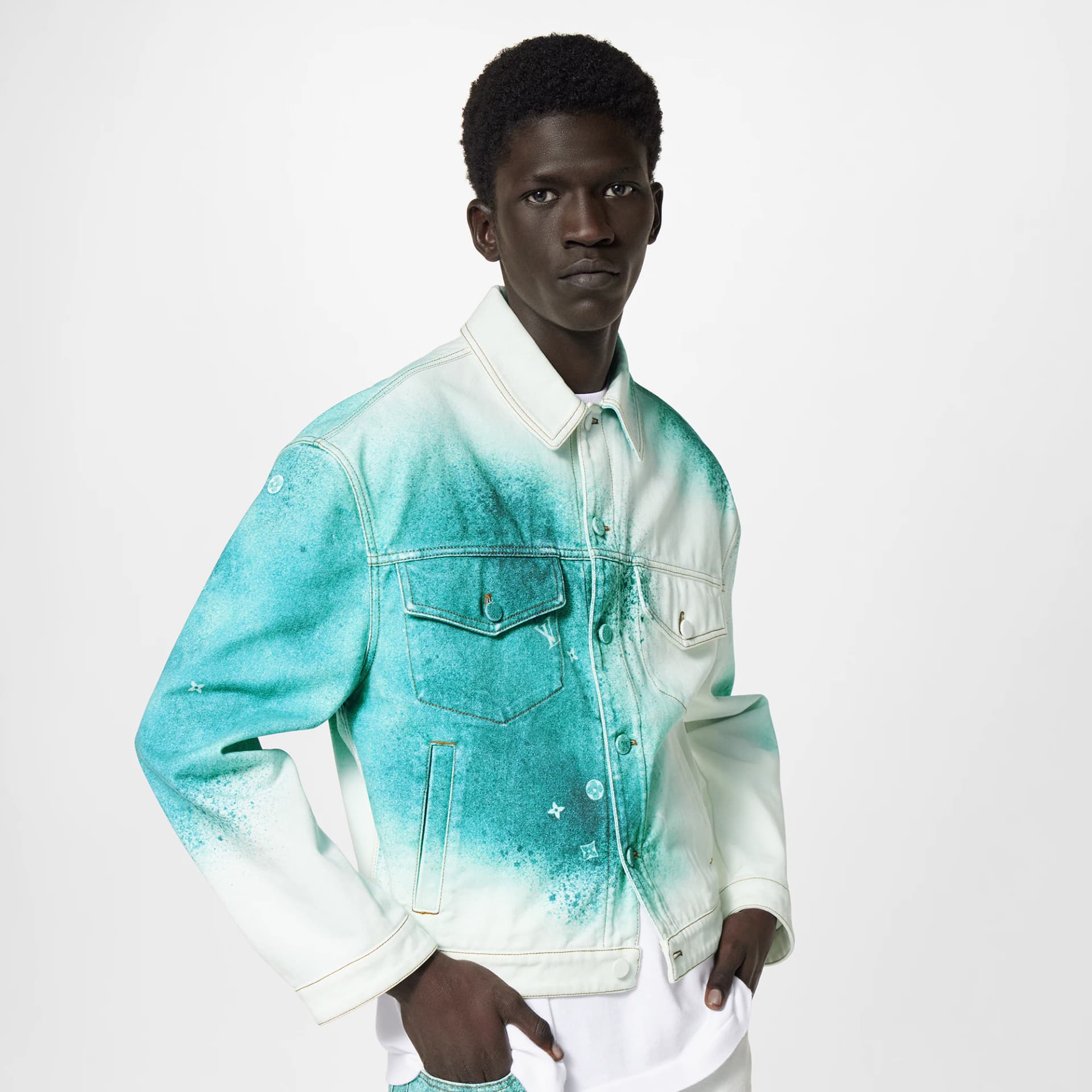 LV Spray Denim Jacket — Jackets from Weidian