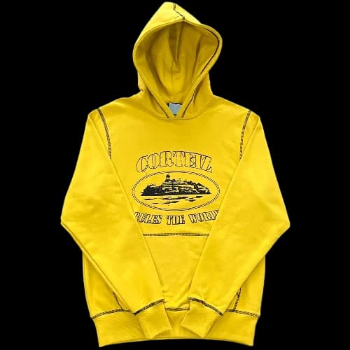 corteiz hoodie Alcatraz topstitching yellow — Hoodies from Weidian
