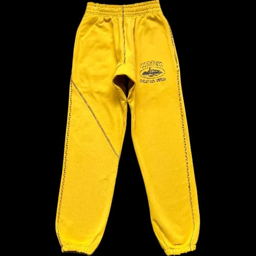 corteiz pants Alcatraz topstitching yellow — Pants from Weidian
