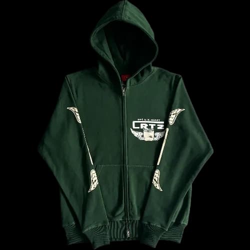 corteiz hoodie zip gasolina green — Zipper from Weidian