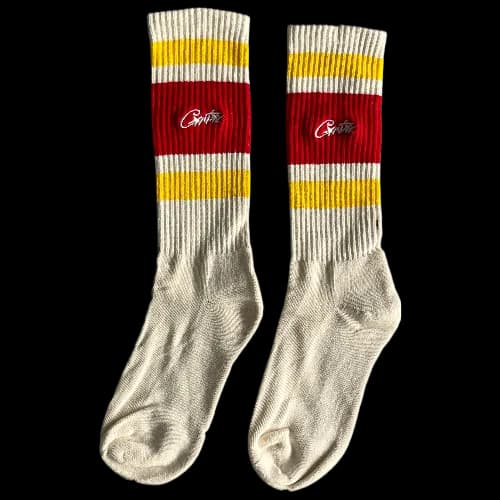 Corteiz Socks CREAM RED YELLOW — Accessories from Weidian