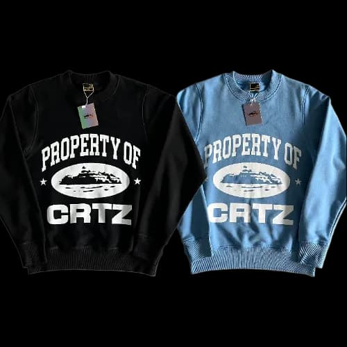 corteiz hoodie property black baby blue — Hoodies from Weidian