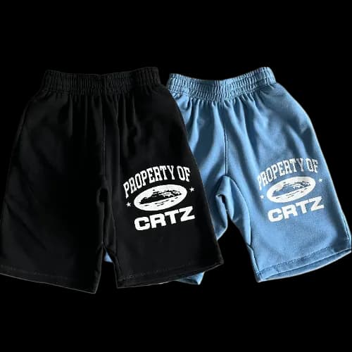 corteiz shorts property black baby blue — Pants from Weidian