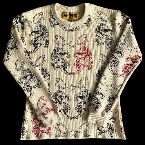 corteiz Long Sleeve Twin Tigers Waffle — T-Shirts from Weidian