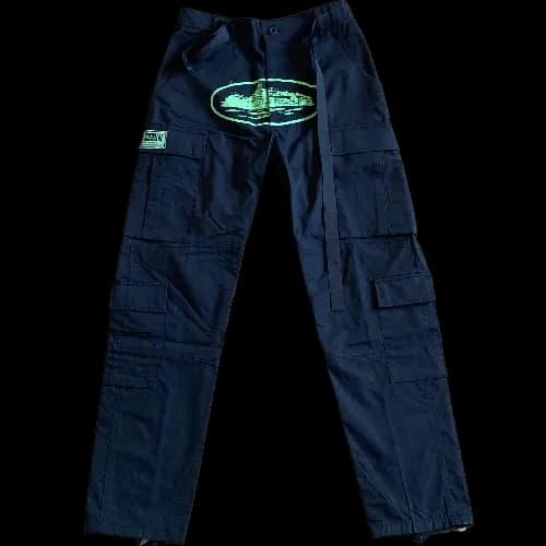 Corteiz pants cargo Black Green Logo — Pants from Weidian