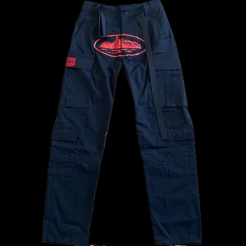 Corteiz pants cargo black red logo — Pants from Weidian