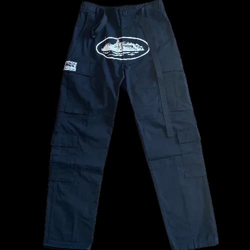Corteiz pants cargo black white logo — Pants from Weidian