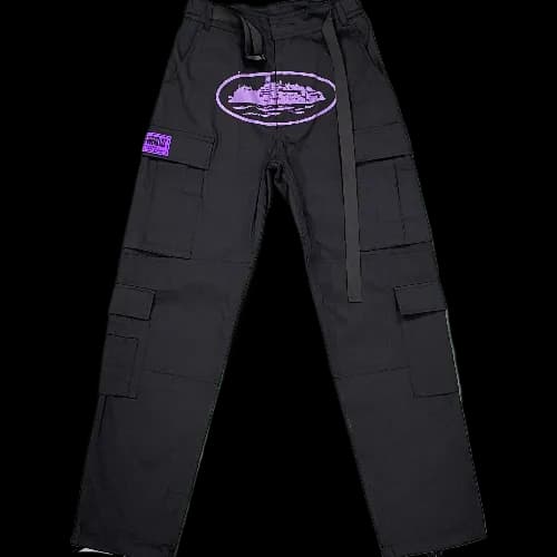 Corteiz pants cargo Black Purple Logo — Pants from Weidian