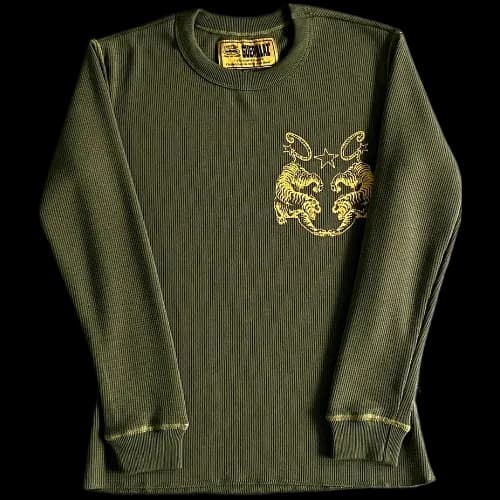 corteiz longsleeve Waffle Tiger Stars Green — T-Shirts from Weidian