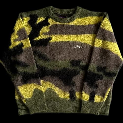 corteiz crewneck Mohair Camo Knitted — Hoodies from Weidian