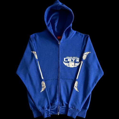 corteiz hoodie zip up gasolina blue — Zipper from Weidian