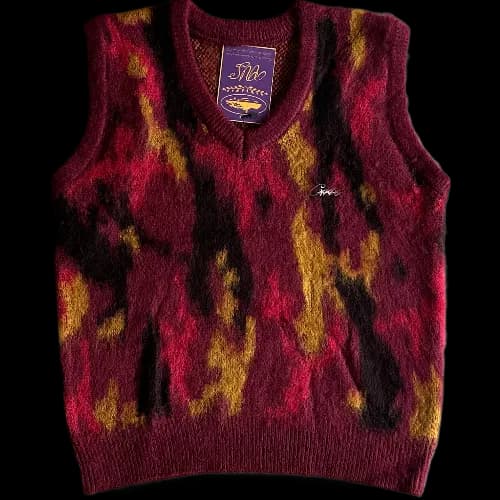 corteiz gilet Mohair Knit Red Yellow Black Camo — Hoodies from Weidian