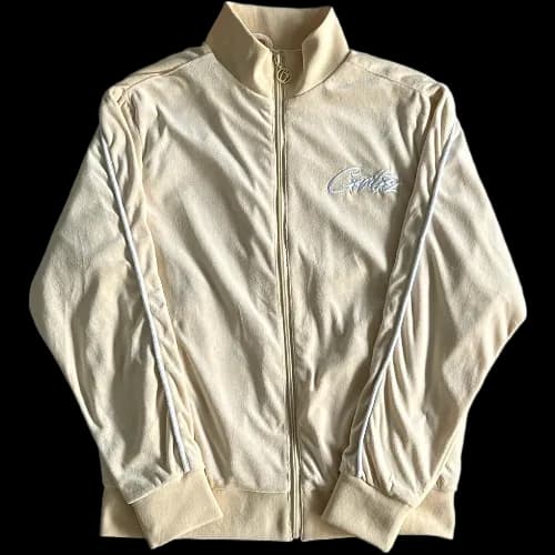 corteiz zip up hoodie Velor tracksuit – Cream — Zipper from Weidian