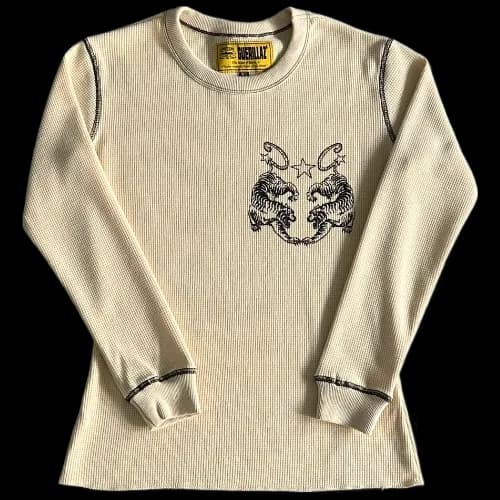 corteiz longsleeve Waffle Tiger Stars Beige — T-Shirts from Weidian