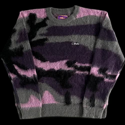 CORTEIZ CREWNECK MOHAIR PURPLE CAMO KNITTED — Hoodies from Weidian, photo 2 of 3