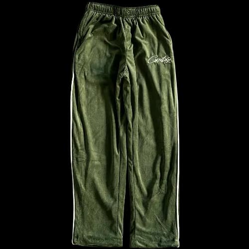 corteiz Velor tracksuit pants Green — Pants from Weidian