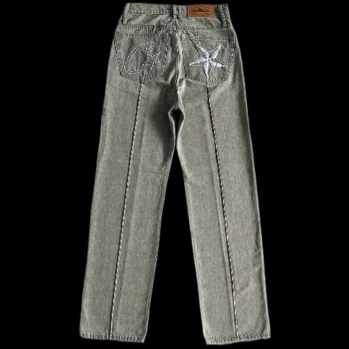 CORTEIZ JEANS STEAKED C STAR DENIM grey — Pants from Weidian