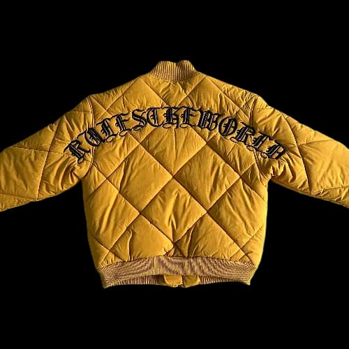 corteiz jacket bomber olde english yellow — Jackets from Weidian