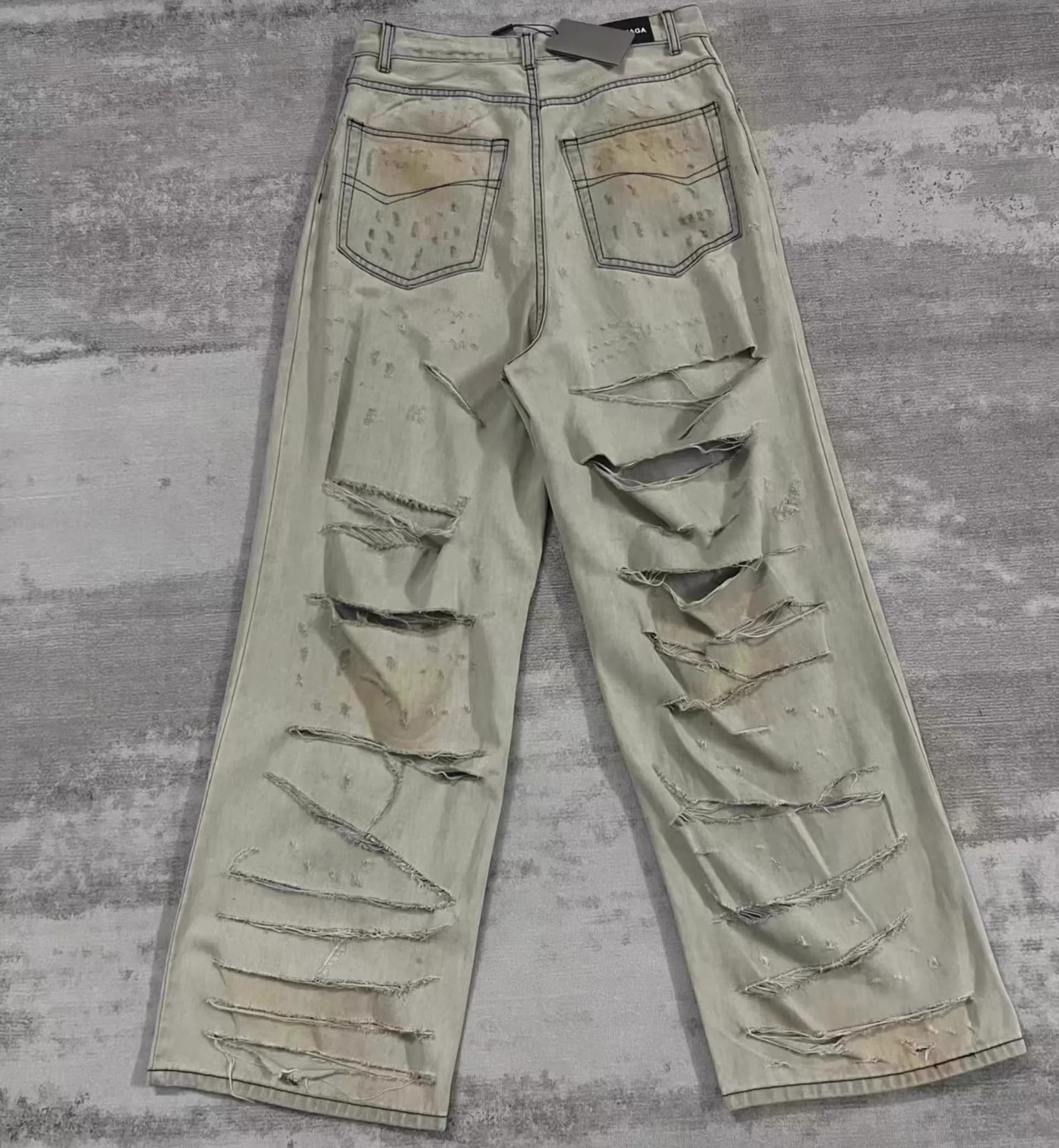 Balenciaga White Cheetah Scratch Jeans — Pants from Taobao