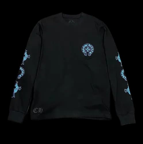 CHROME HEARTS BLUE LOGO LONG SLEEVE TEE — Hoodies from 1688, photo 2 of 2