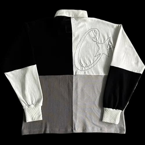 corteiz Long Sleeve Color Block Polo Black Gray — T-Shirts from Weidian, photo 2 of 2