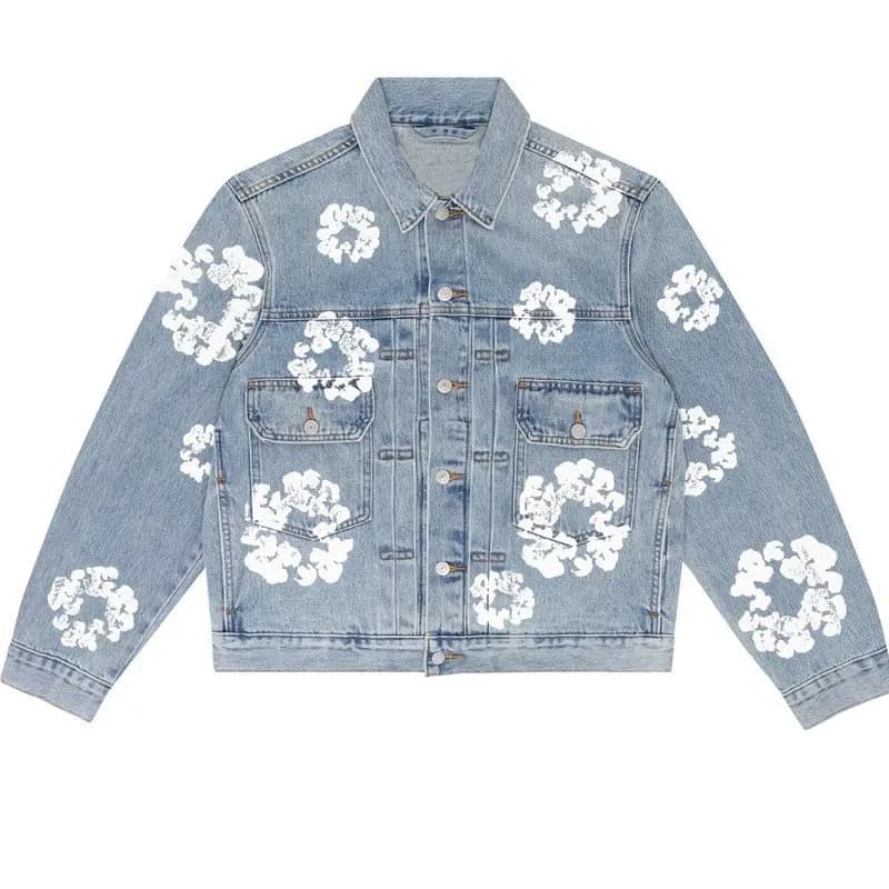 Denim Tear Hip Hop Kapok Printed Cardigan Loose Jacket Men s Trendy Fashion Casual Versatile Denim 32 from Weidian