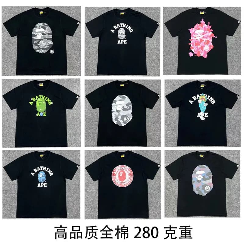 bape High quality summer new Bape E280g heavy European size ape man print cartoon men s and women s 59 — clothing from Weidian