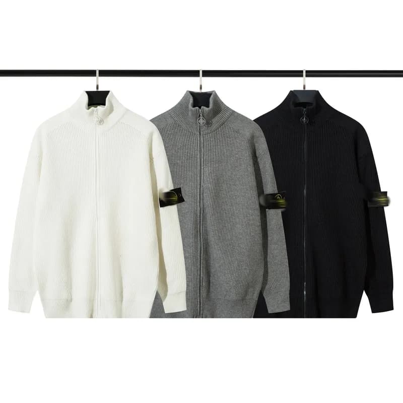 STONESLAND Shidao zipper open chest stand collar knitted sweater versatile simple and genderless style for men and women 37 — clothing from Weidian