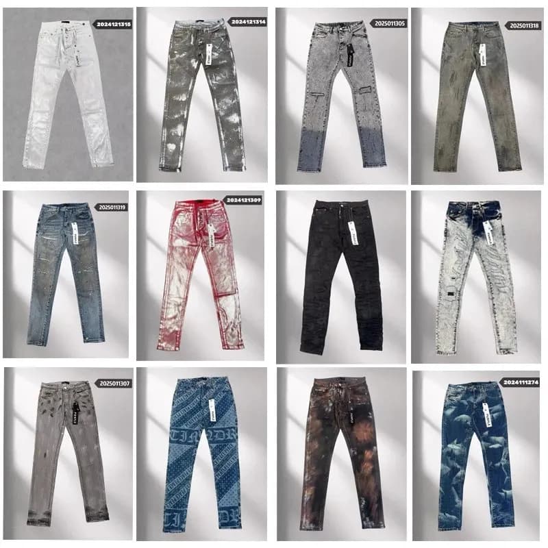 Cross border foreign trade Purple jeans internet celebrity men s style 2025 trendy slim and handsome straight casual trousers trend 9 — clothing from Weidian