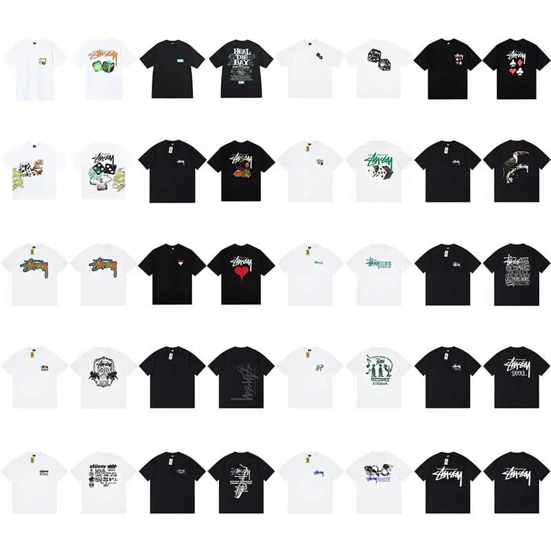 Cross border foreign trade wholesale Stussy printed short sleeved T shirt trendy brand stussy casual loose bottoming shirt for men and women ius 29 — clothing from Weidian