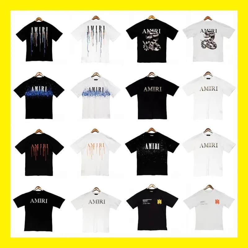 Cross border wholesale splash ink flowing paint camouflage starry sky graffiti letters short sleeved high street couple T shirt iri 24 — clothing from Weidian