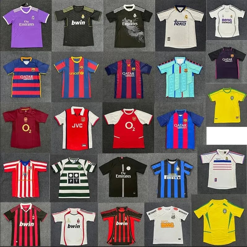 Wholesale Retro Real Madrid Barcelona Brazil Jersey Lisbon AC France Arsenal Retro Football Jersey Cross Border Short Sleeve 16 — clothing from Weidian