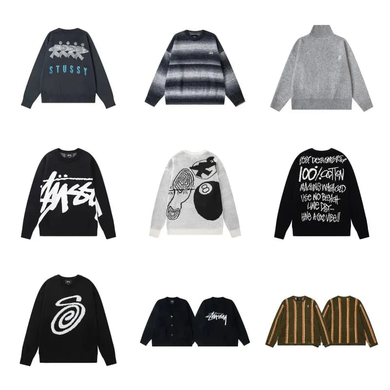Stu Big Logo Loose Pullover Round Neck Hand Knitted Loose Profile Knitted American Style 40 — clothing from Weidian
