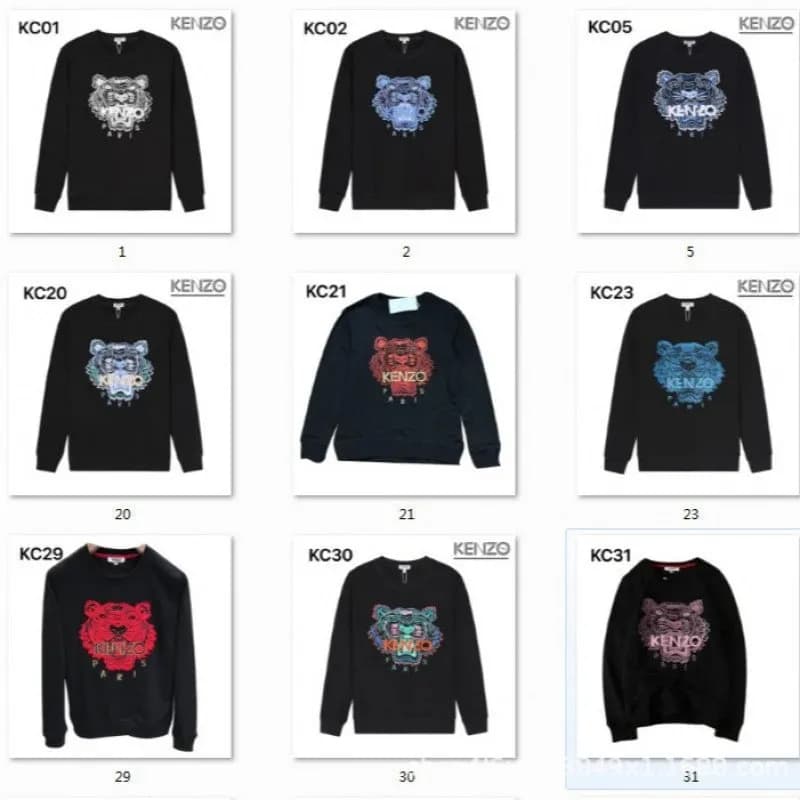 Cross border delivery of trendy brand autumn and winter style tiger head Kenzo embroidered couple s same style fashionable and versatile pure cotton round neck sweatshirt 33 — clothing from Weidian