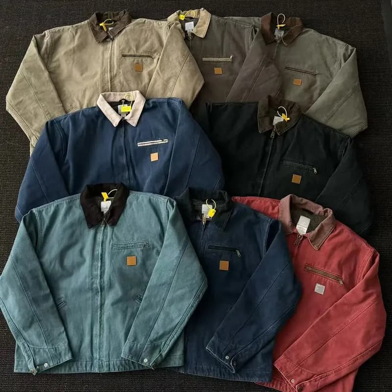 Heavy J97 American heavy washed autumn short wide version Detroit jacket work zipper cleanfit jacket 35 — clothing from Weidian