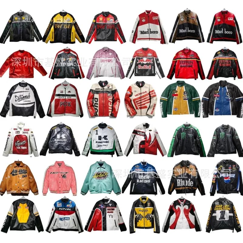 2025 cross border American style heavy craft stitching full style pu leather jacket American retro street style motorcycle racing suit for men and women 7 — clothing from Weidian