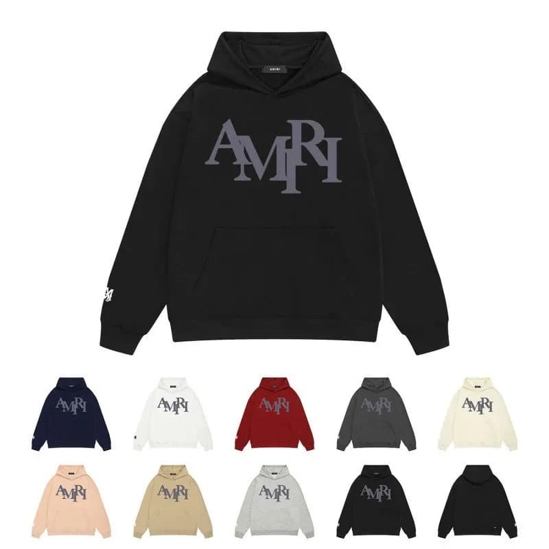Cross border supply European and American trendy brand wholesale amiri letters 2025 new classic printed hooded sweatshirt Chinese cotton 10 — clothing from Weidian
