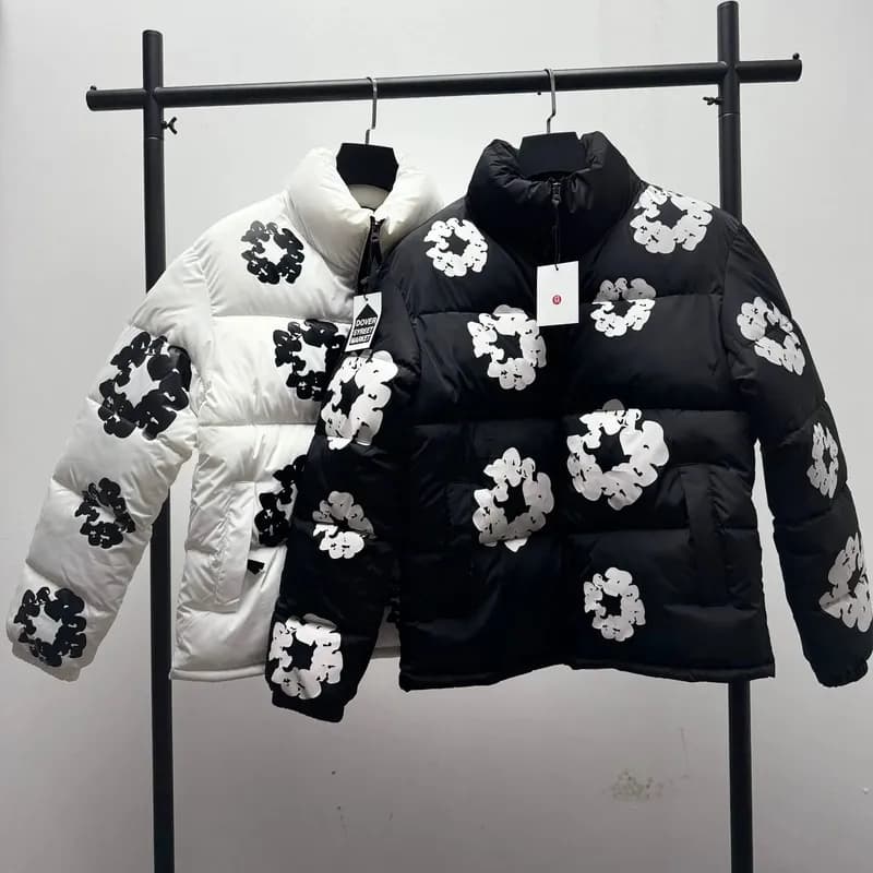 Cross border American high street Kanye Kapok printed cotton clothing casual and versatile men s and women s trendy brand stand collar cotton clothing wholesale 95 — clothing from Weidian, photo 1 of 1