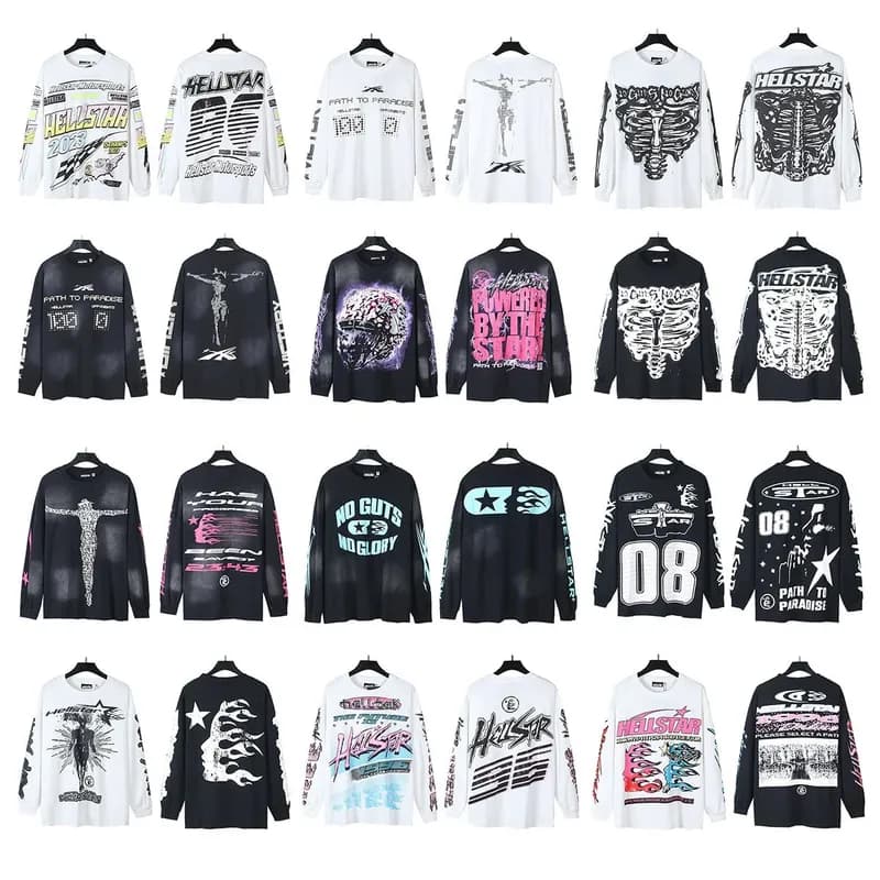 Cross border 2024 Hellstar TShirt Autumn Fashionable High Street Loose Long Sleeve T shirt for Men and Women 96 — clothing from Weidian