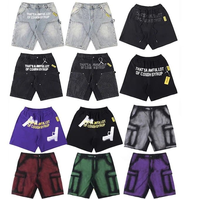 Cough Syrup Style Denim Shorts — shorts from Weidian
