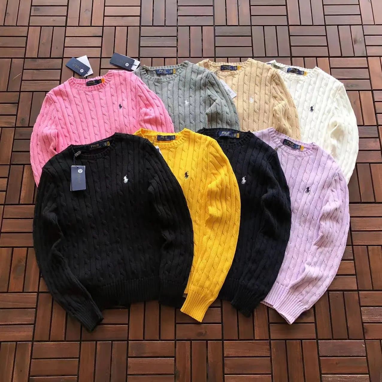 Polo Style Cable Knit Sweater — clothing from Weidian