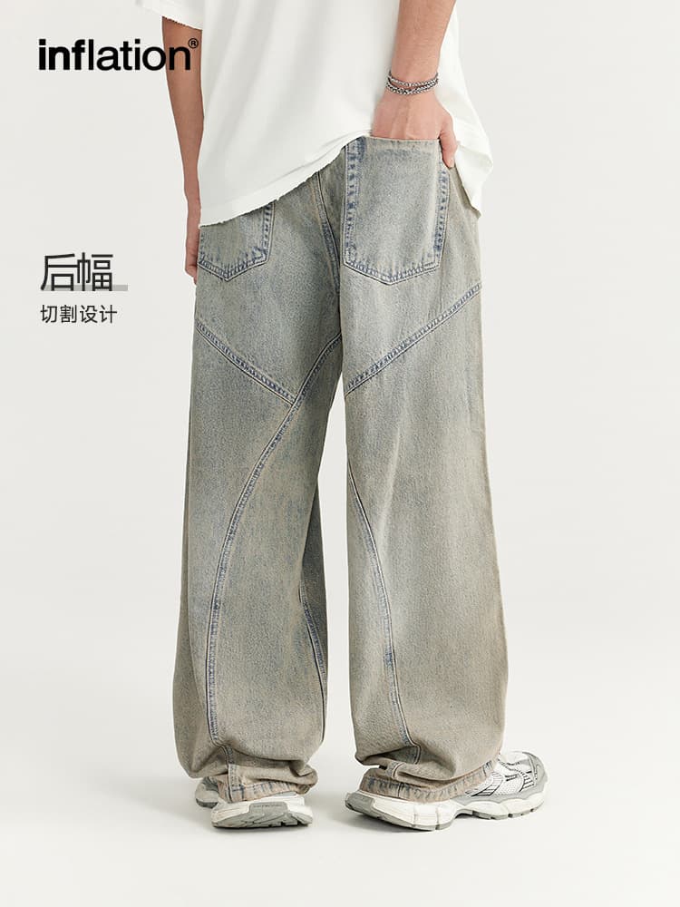 INF Men's Wear | Washed Cut Wide Leg Jeans 2024 Spring and Summer New Trendy Street Loose Straight Men's Trousers — product from 1688, photo 1 of 1