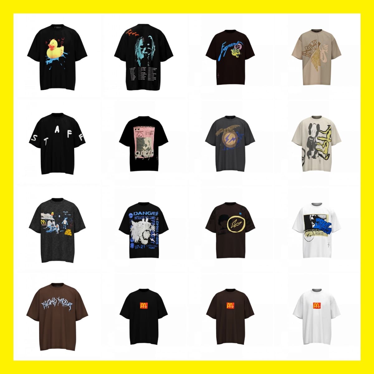 Travis Scott short sleeved M with little yellow duck cactus lightning rap tour TS joint couple hip hop T shirt from 1688